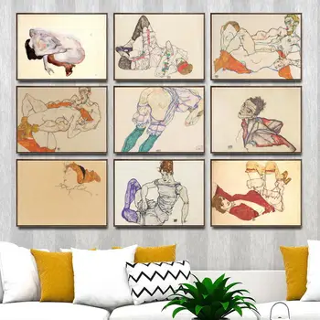 

Home Decoration Print Canvas Art Wall Pictures Poster Canvas Printings Paintings Austrian Egon Schiele Figure Painting