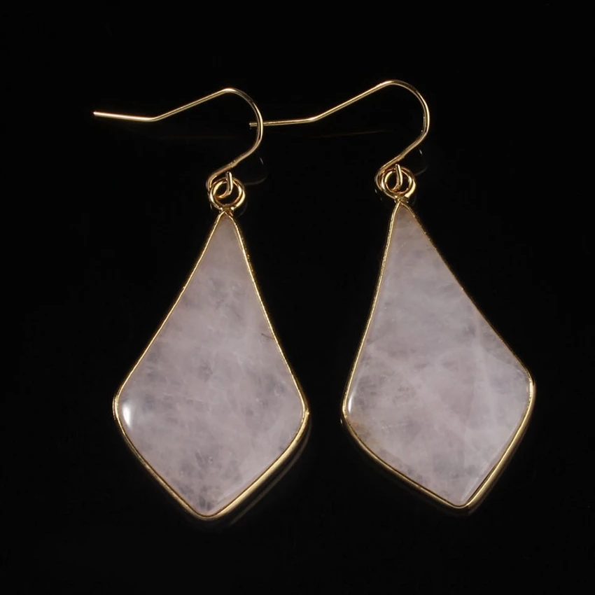 

Kraft-beads Summer Style Light Yellow Gold Color Natural Rose Pink Quartz Earrings Water Drop Earrings Fashion Jewelry