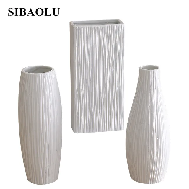 Modern Minimalist Style Desktop Ceramic Flower Vase European Modern Minimalist Style Desktop Ceramic Flower Vase European Decor White Porcelain Matte Small