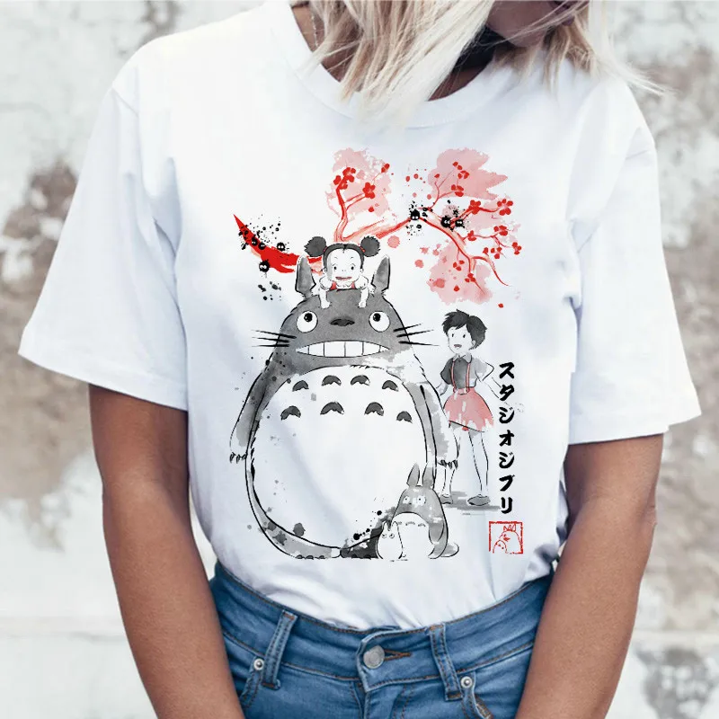 Японский мультфильм t shrit Харадзюку Miyazaki Hayao женские модные летние футболки топы |