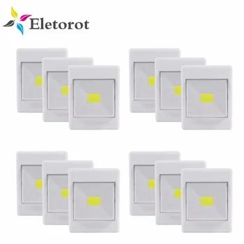 

Eletorot 3/6/9/12 Pack 4*AAA Battery Powered Cordless Lamp LED COB Switch Wall Lighted Wireless Cabinet Closet Night Light