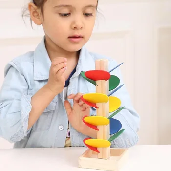 

Children Wooden Blocks Corlorful Tree Toy Baby Game Educational IQ Development Brinquedos Marble Ball Run Track Kids Juguetes