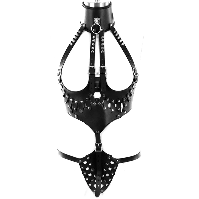 

Leather Spike Body Harness Bra Bondage Women Sexy Top Cage Frame Strap Punk Goth Fetish Lingerie Plus Size Festival Rave wear