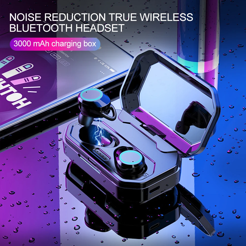 

TWS Sports Earbuds IPX7 Waterproof X6 Upgrade Bluetooth 5.0 Wireless Earphones With Charger Bin 3000 mAh Gaming Headsets