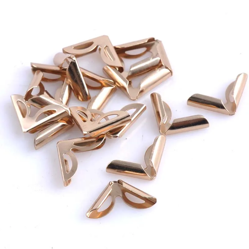 

Rose Gold Metal Corners Books Scrapbooking Photo Albums Menus Crafts DIY Accessories 50pcs 16x16x2.5mm CP1056