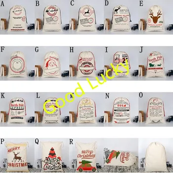 

10 pieces a lot high quality canvas santa sacks for christmas sata gift bags