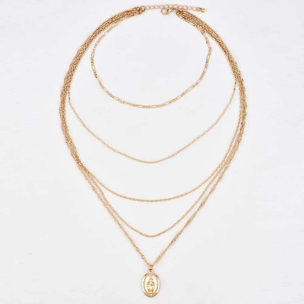 Модная индивидуальная Новинка, многослойное ожерелье на цепочке, набор стимпанк, ожерелье для женщин, винтажное массивное ожерелье в богемном стиле