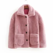 Женские осенне-зимние теплые куртки и пальто из плотного искусственного меха с карманами, верхняя одежда с длинными рукавами и пуговицами, женские милые повседневные топы chaqueta