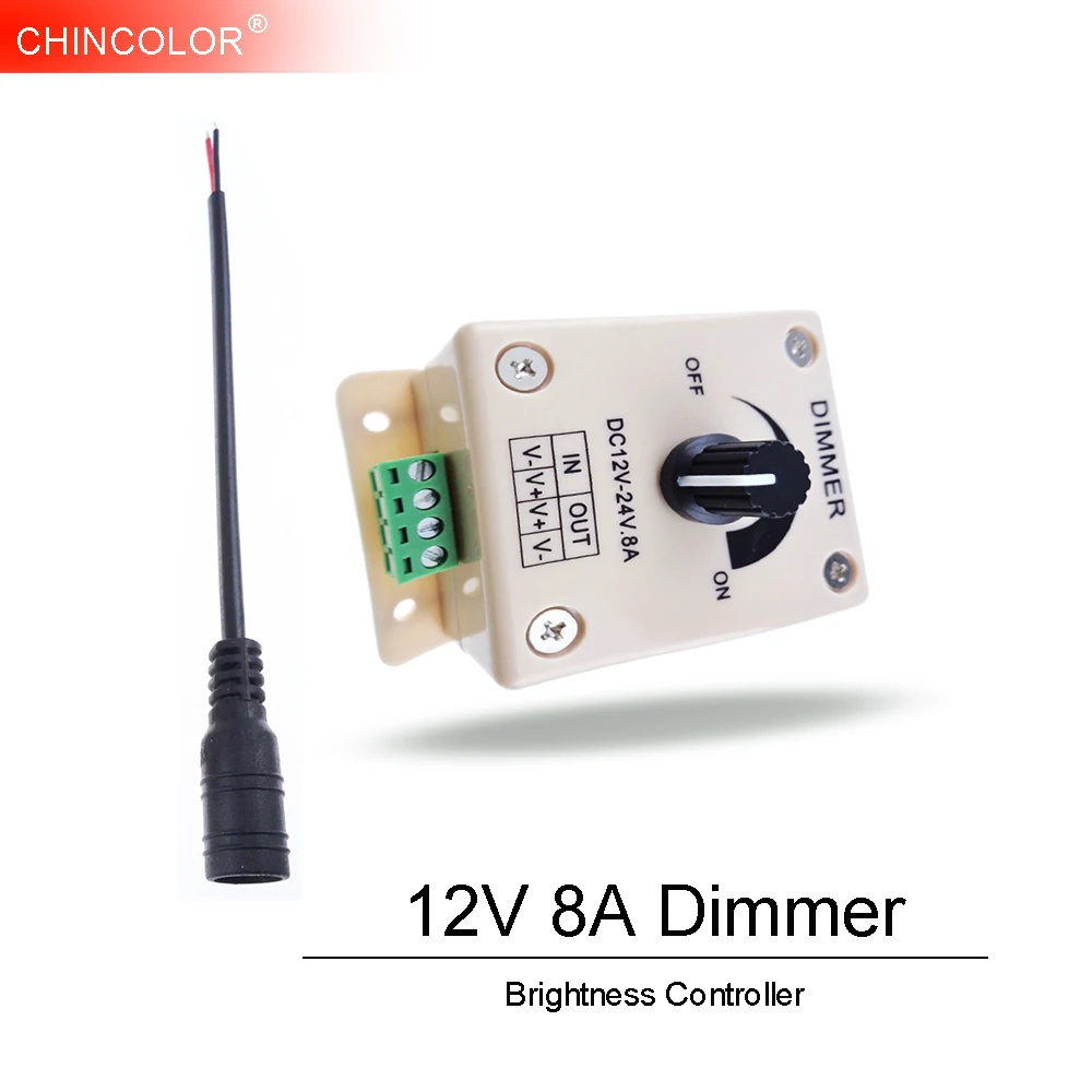 

12V Led Dimmer Light Lamps Switch Brightness Controller + DC Wire DC24V 8A 96W ON/OFF for Flexible Light LED Strip Fast Ship JQ