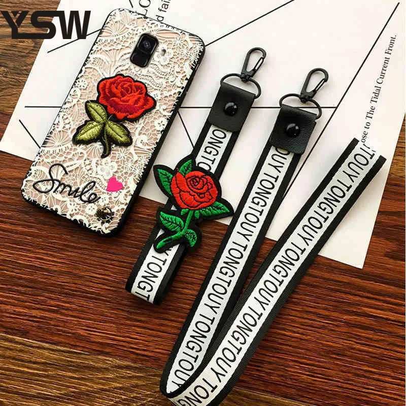 

YSW Luxury For Samsung Galaxy J3 J4 J5 J6 J7 J8 2015 2016 2017 2018 Lace Case Embroidered Hard PC Protective Cover Bumper Capa