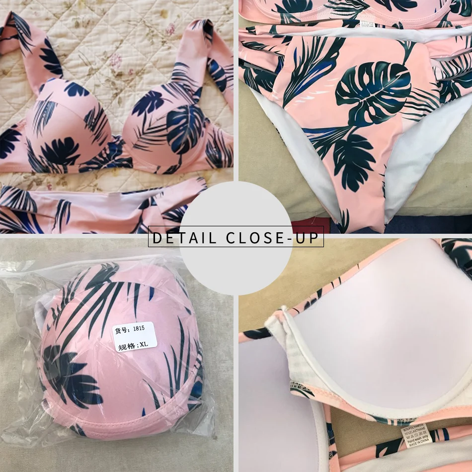 Push Up Bikini Set For Women 2018 Sexy Retro Tropical Palm Leaf Floral Swimsuit Off Shoulder Bathing Suit Summer Swimwear Push Up Bikini Set For Women 2018 Sexy Retro Tropical Palm Leaf Floral Swimsuit Off Shoulder Bathing Suit Summer Swimwear