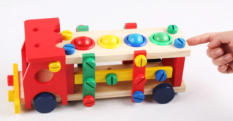 Монтессори Обучающие деревянные игрушки для детей раннего обучения развития детей интеллект стук шариковая гайка грузовик автомобиль