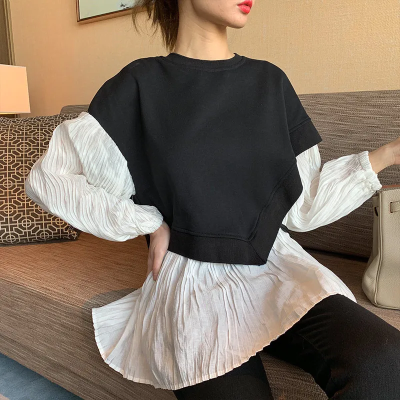 WHITNEY WANG весенне-осенняя модная уличная цветная контрастная Лоскутная Толстовка женские толстовки пуловер свитера для девочек