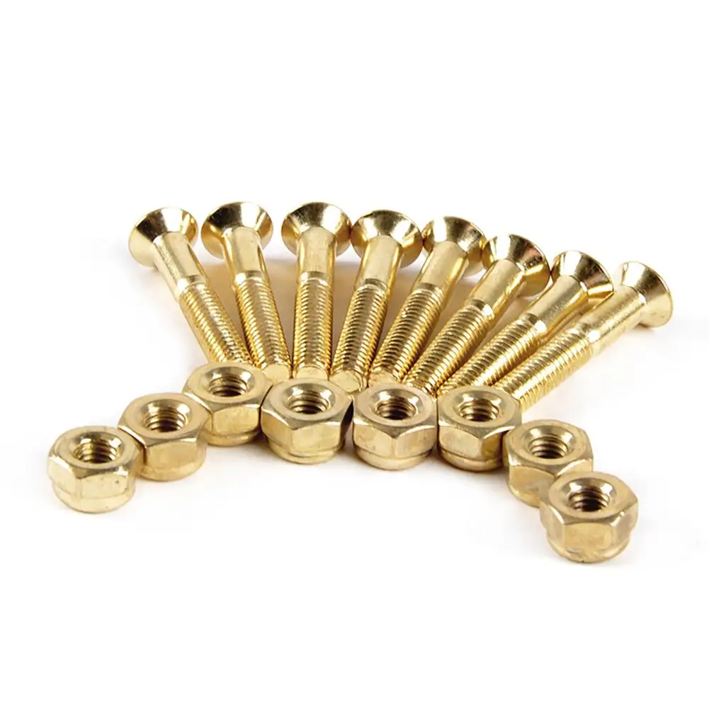 16 قطع الذهب 25 ملليمتر 29 ملليمتر جسر مسمار + الجوز مسامير مجموعة التبعي ل طويلة الصعود و لوح التزلج يشمل 8 جسر الأظافر و 8 الجوز