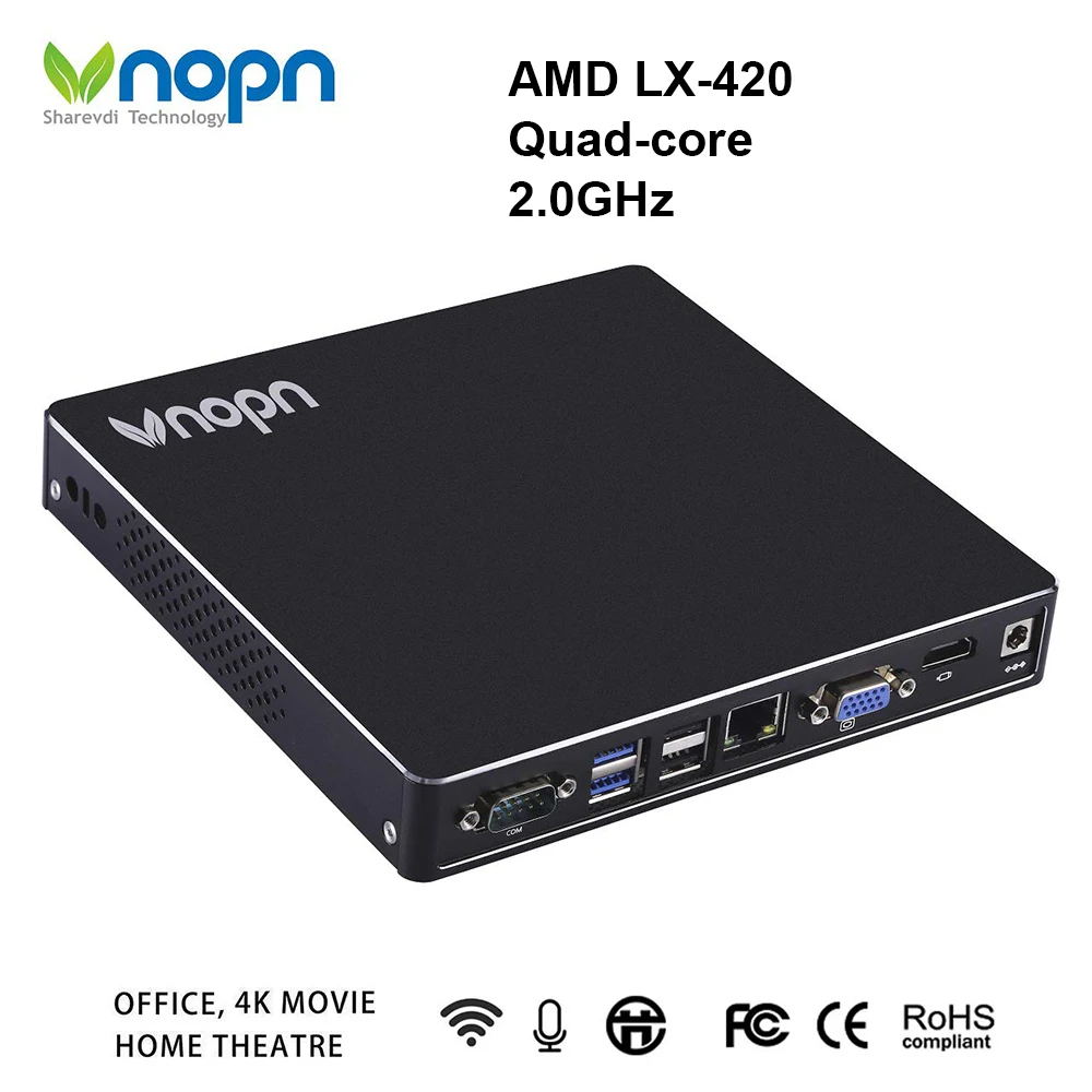AMD LX-420 Quad-core 2,0 GHz Mini PC con ventilador Windows OS DDR3L 8G SSD 256G de escritorio 1000 Mbps LAN 6*6 * USB2.0 2 * USB3.0 HD-MI computadora
