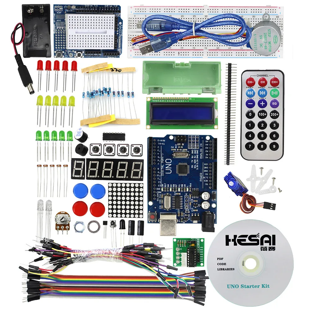 

Starter Kit / Step Motor / Servo /1602 LCD / Breadboard/ Jumper Wire/ With tutorials/ UNO R3 for DIY KIT