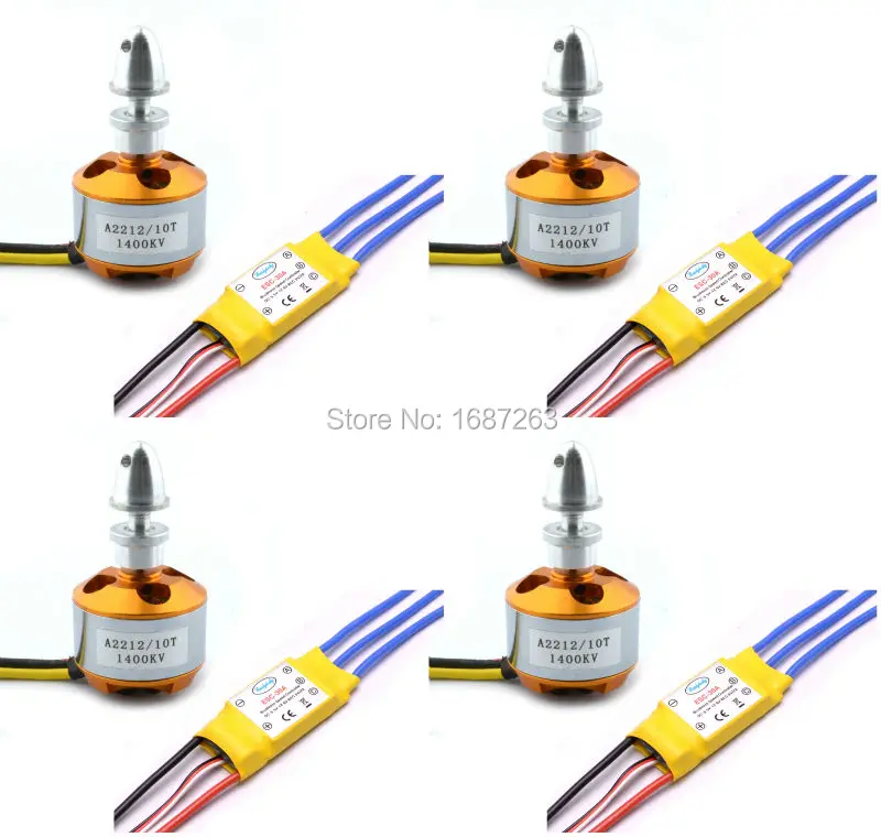 

4pcs A2212 A 2212 1000KV 1200KV 1400KV Brushless Motor + 4pcs 30A ESC for Multicopter 450 X525 Quadcopter