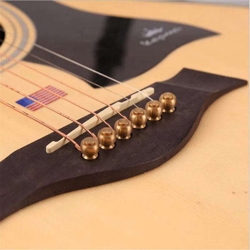 6PCS Pure Copper Guitar Strings Pegs Folk Acoustic Guitar Bridge Pin