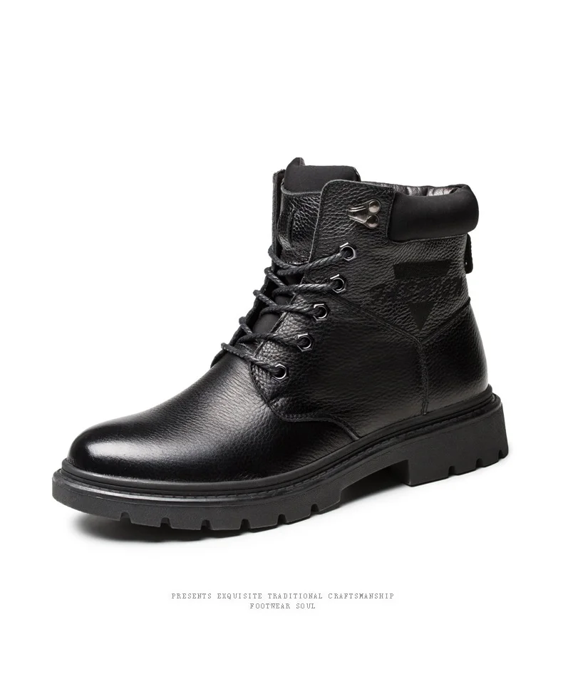 Зимние винтажные мужские ботинки из натуральной кожи, уличные мотоциклетные ботинки, теплая удобная мужская обувь, плюшевые зимние