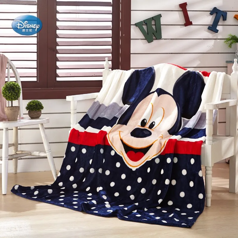Disney Navy Blue Mickey Pink Minnie Mouse Lightweight Thin Bed Blanket Throws for Kids Summer Throws