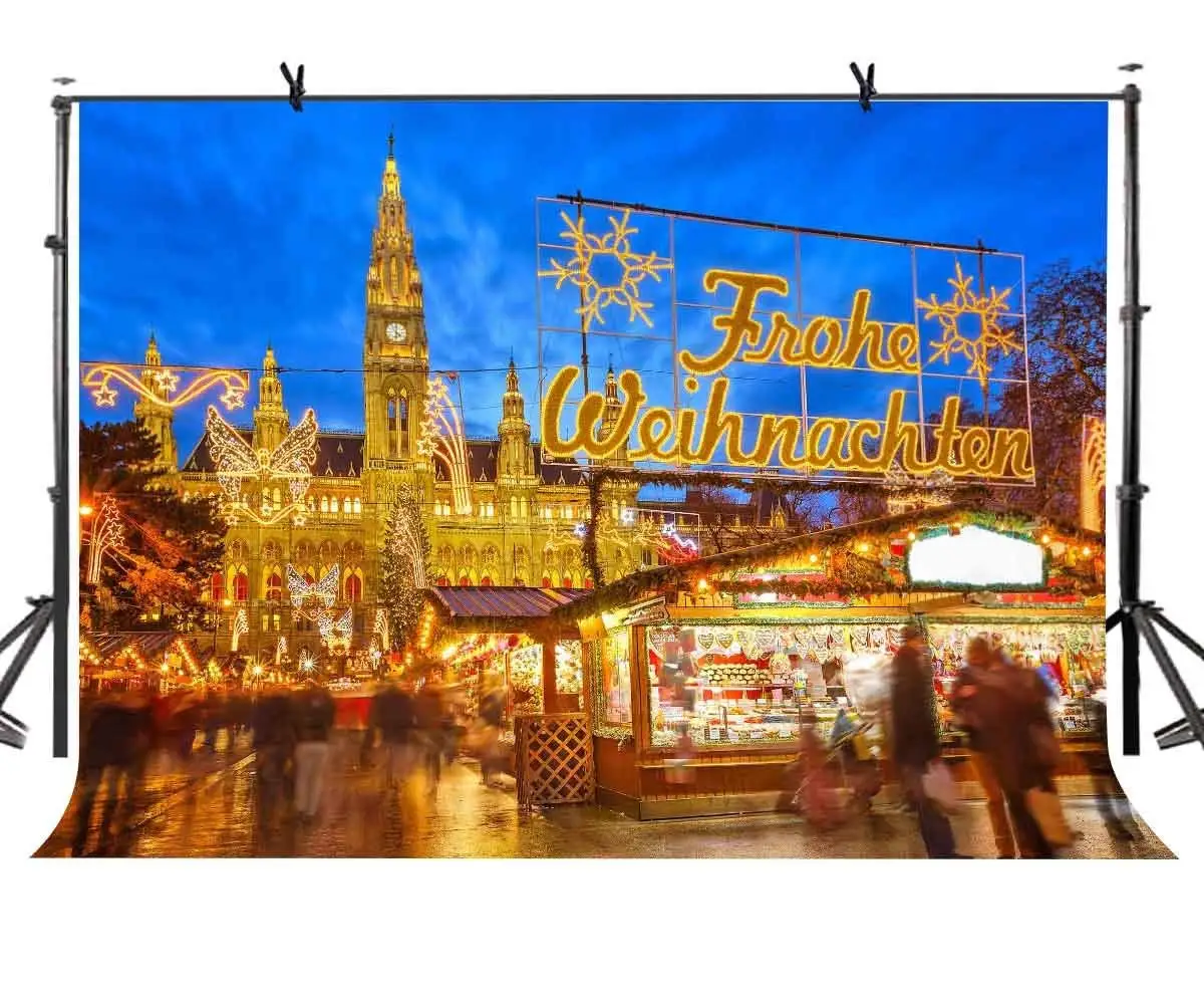

7x5ft Market Backdrop Brilliantly Illuminated European Bazaar Photography Background and Studio Photography Backdrop Props