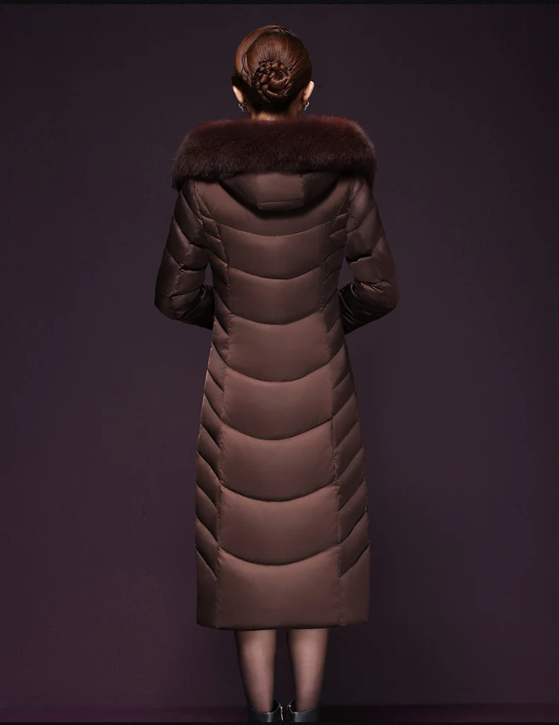 AYUNSUE/Женская куртка на утином пуху с капюшоном из лисьего меха, большие размеры 5xl, плотное длинное зимнее пальто, женские куртки Jaqueta Feminina KJ551