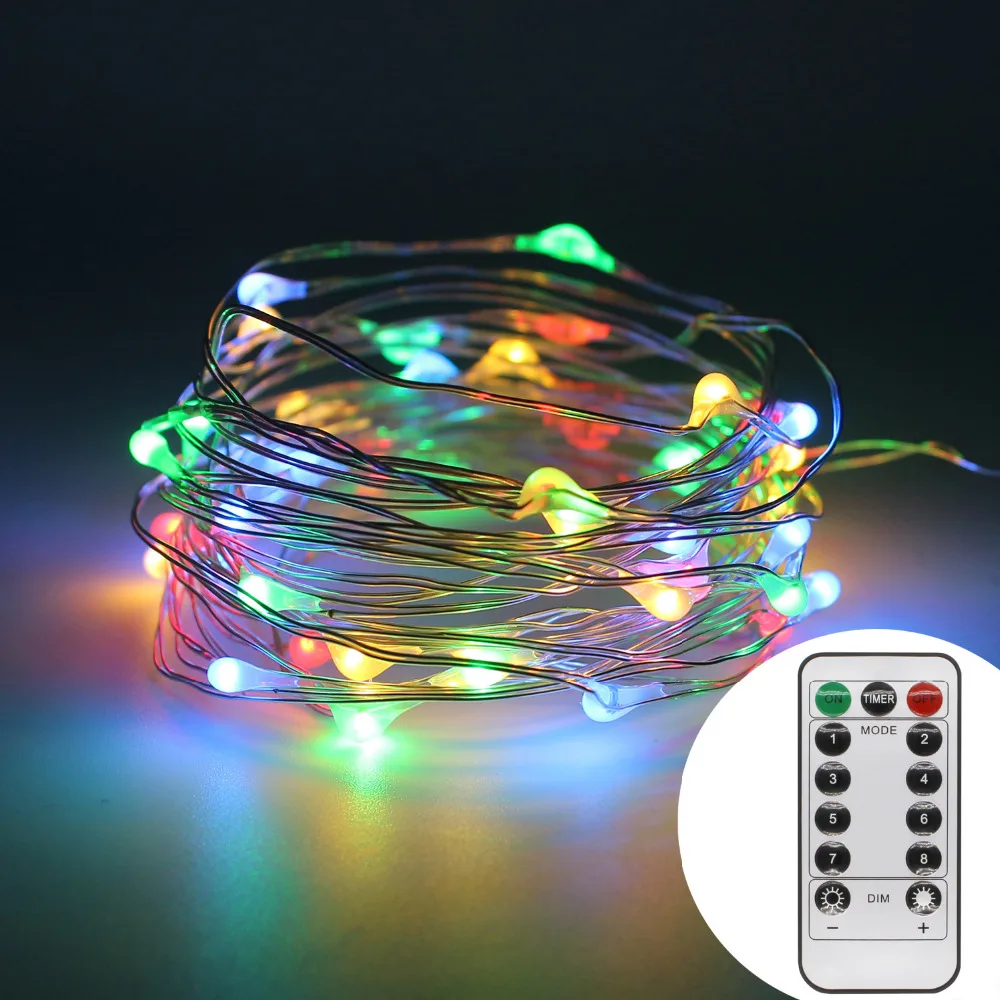 

10M 100LEDs Fairy String Lights AA Battery Powered Copper Wire LED Garland String With Remote Controller Outdoor Garden String