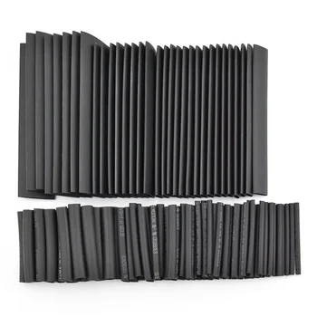 

127pcs Black Assorted Heat Shrink Tube Assortment Wrap Electrical Insulation Cable Tubing Assortment Polyolefin