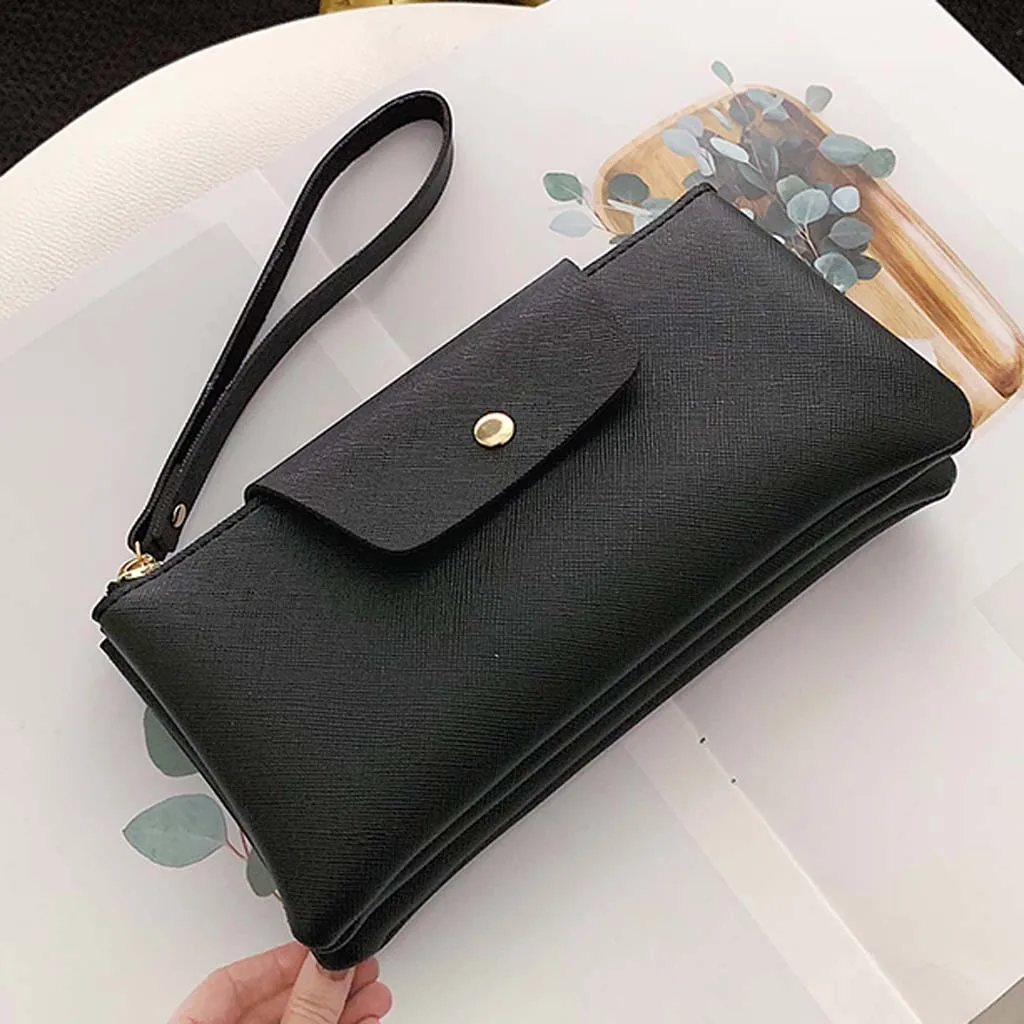 Aelicy Women's Fashion Pu Leather Clutch Bag Trend Wallet Tote Zipper Wristband Bag Bolso De La Pulsera De La Cremallera NEW