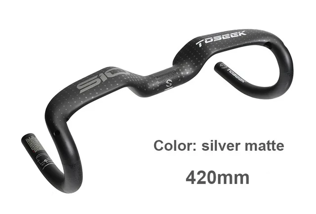 Silver Matte 420mm Toseek 510 дорожный велосипед Руль управления для мотоциклов полный углерода UD Волокно Рули для велосипеда Велоспорт Согнут бар 400/420/440 мм матовый /глянцевая - Цвет: Silver Matte 420mm