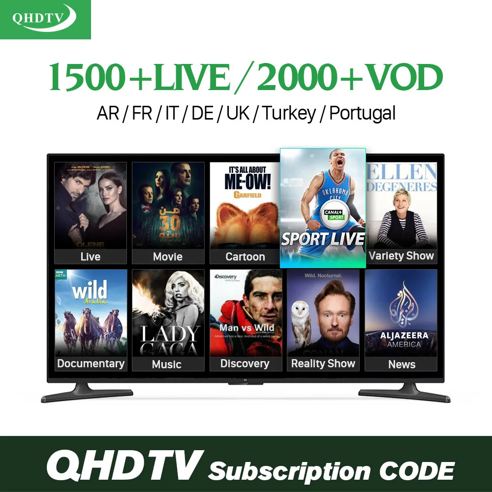 Европа IP tv QHD tv IUD tv SUB tv подписка VOD 3500 каналов Германия, Швеция, Бельгия английский арабский IPTV для Smart android tv box