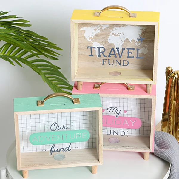 

Creative Money Boxes Art of Fresh Wood Bank Bedroom Desk Decoration Miscellaneous Money Bank Cash Box Large Storage Coin