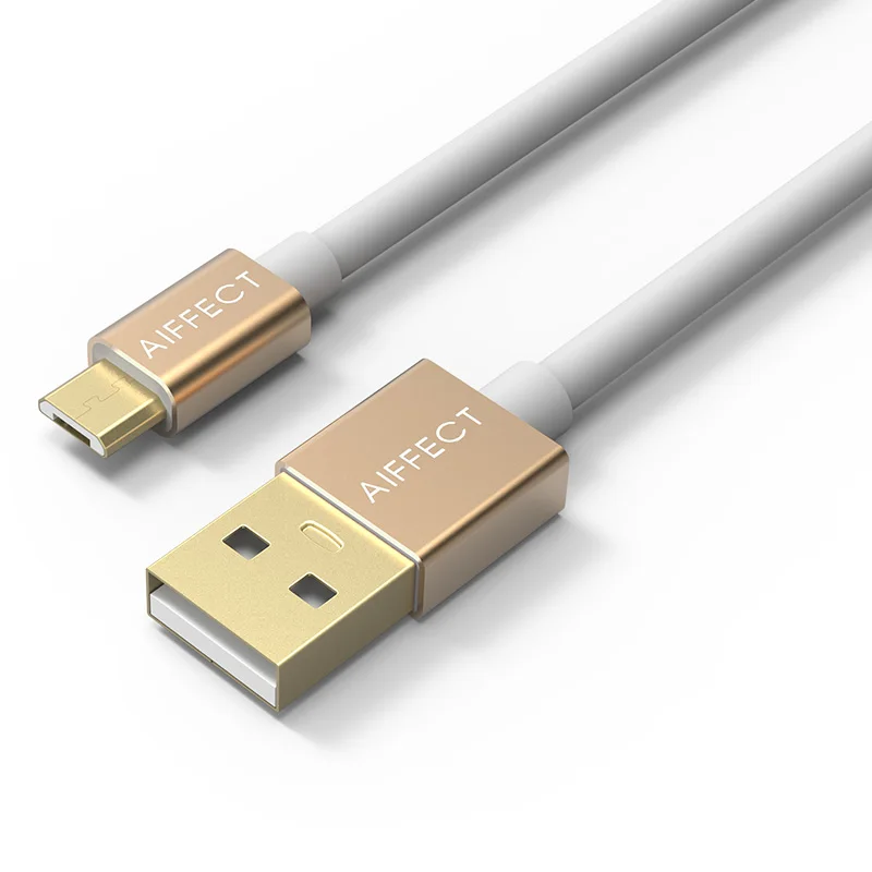 AIFFECT 5V3A USB зарядное устройство кабель 1 м 1,5 м металлический штекер Micro USB кабель быстрая Синхронизация данных для samsung Xiaomi Huawei HTC LG Androidphone - Цвет: Золотой