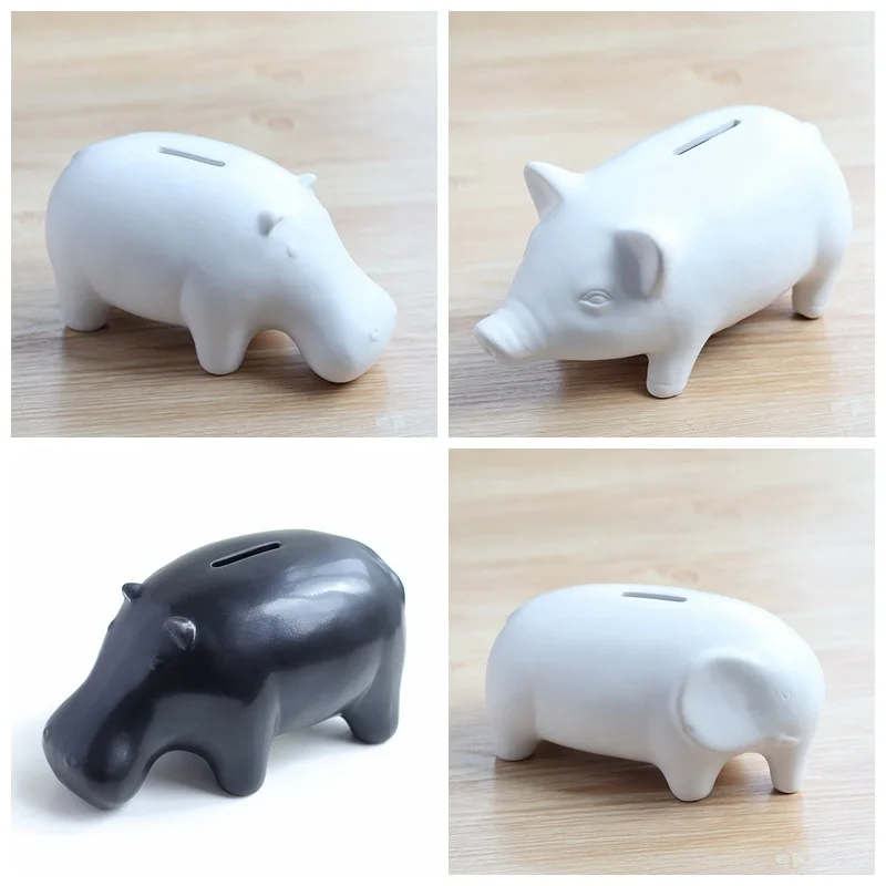 Large Piggy Bank Creative Gifts Black And White And Dichromatic Ceramic