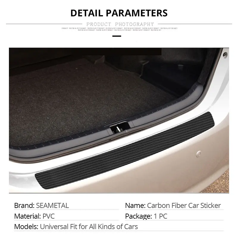Car Rear Bumper Guard Sticker Trunk Guard Plate Protector Carbon Fiber Door Sill Trim Cover Pad Car Stickers Styling Accessories (2)
