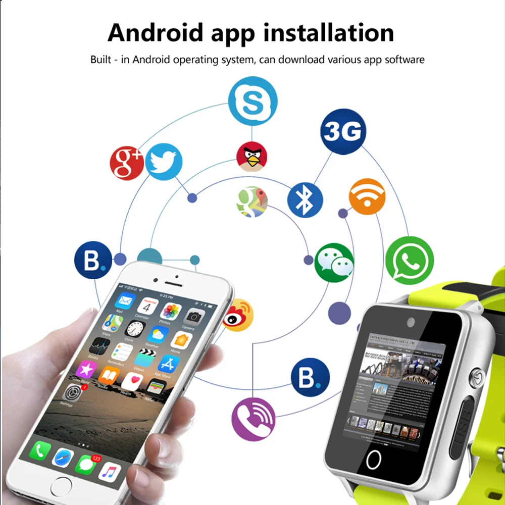 S9 3G Smart Watch 1.54 Inch watch phone Android 5.1 MTK6580 Dual Core Bluetooth Smart Watch 2.0MP Camera WCDMA GPS WIFI