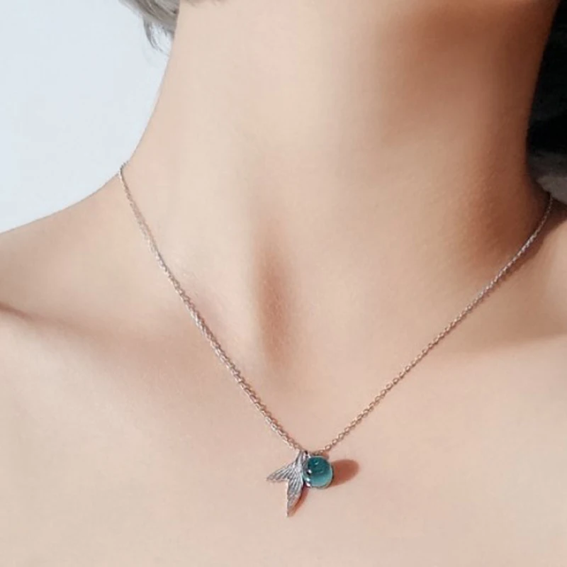 Qevila Fashion Unique Mermaid foam bubble Pendant Necklaces for Women Lover Gifts Plated S925 Silver Romantic Sexy Jewelry Gifts (14)
