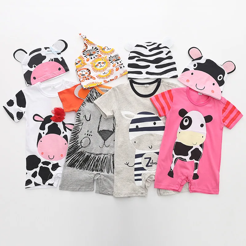 

New Arrival Cotton baby rompers Newborn baby costume infant baby clothes bebe roupas lion panda lovely baby summer bodykit