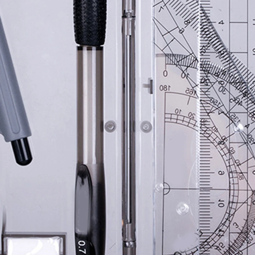 8 قطعة المحمولة مدرسة الرياضيات عدة هندسية منقلة الرسم البوصلة حاكم قلم رصاص أساسيات دراسة الرياضيات أداة كيت مع صندوق تخزين 8 قطعة المحمولة مدرسة الرياضيات عدة هندسية منقلة الرسم البوصلة حاكم قلم رصاص أساسيات دراسة الرياضيات أداة كيت مع صندوق تخزين