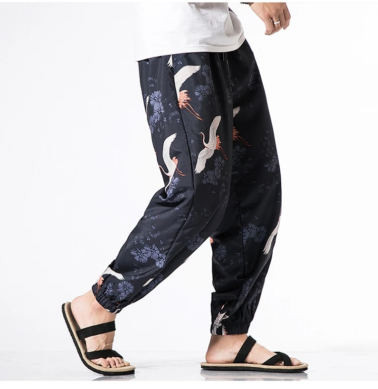 FUODRAO Harajuku штаны с принтом Для мужчин Японии Стиль дикого ноги штаны летние брюки мужской хип-хоп Уличная шаровары Для мужчин F037