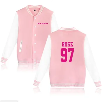

Korean Kpop blackpink Baseball Uniform Jacket Coat Women Harajuku Sweatshirts Winter Fashion Hip Hop Album Pink Hoodie Outwear