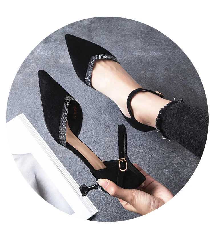 Новое поступление года; свадебные туфли хорошего качества; офисные туфли на высоком каблуке с острым носком; Цвет Черный
