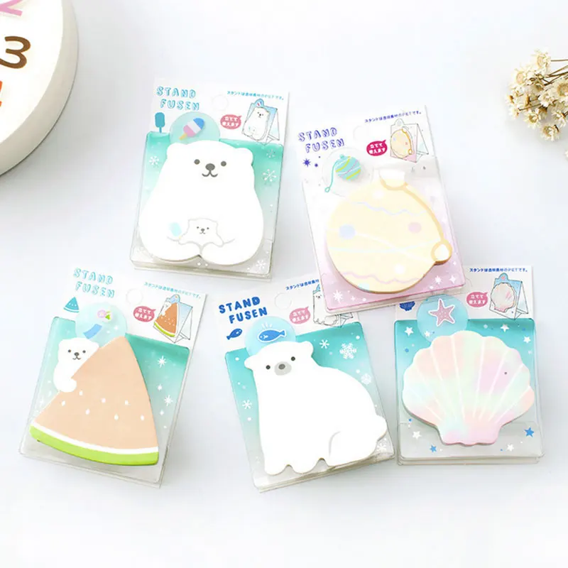 

1 pcs Summer series polar bear Can stand memo pad Post notes sticky notepad stationery papeleria school supplies kids gifts