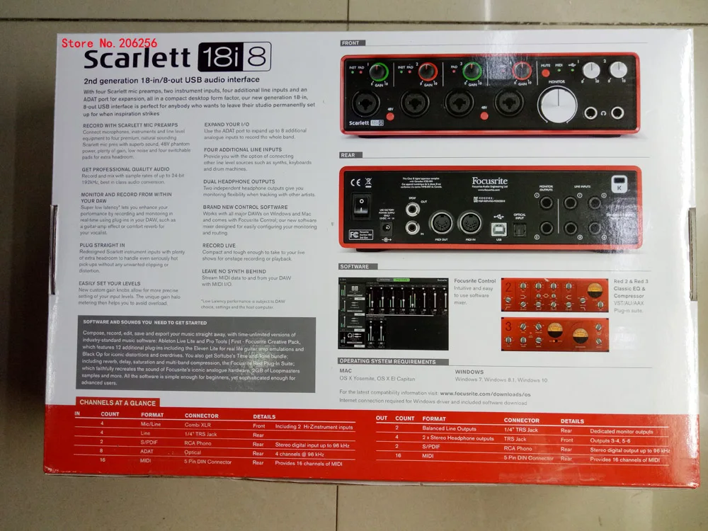 Focusrite Scarlett 18i8 (2nd Gen) 18 дюймов/8 из звуковая карта USB аудио Интерфейс четыре