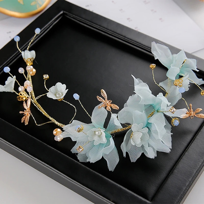 Цвет свадебные волосы лоза тиара с цветочными элементами ободок с бабочкой свадебное украшение для волос, невеста Свадебные украшения свадебное платье аксессуары