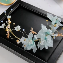 Цвет свадебные волосы лоза тиара с цветочными элементами ободок с бабочкой свадебное украшение для волос, невеста Свадебные украшения свадебное платье аксессуары