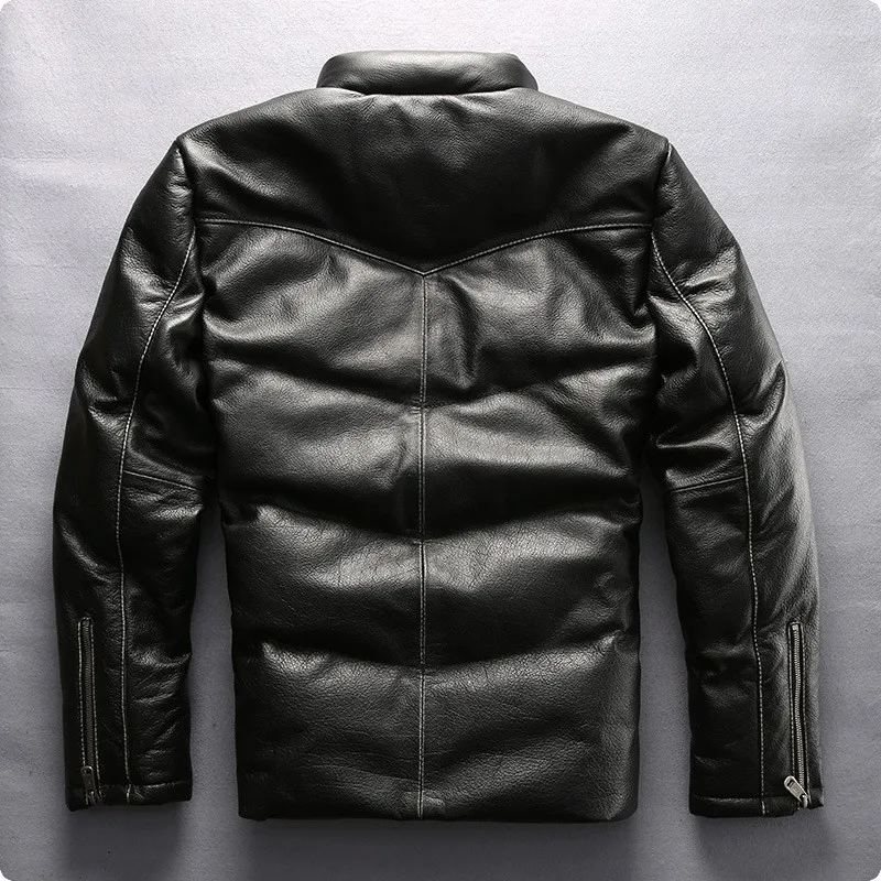 New Arrival męskie 100% prawdziwe skórzane kurtki na co dzień kaczka płaszcz puchowy Jaqueta Couro Masculina ramię powrót protector ce Chaquetas De Cuero Hombre -
