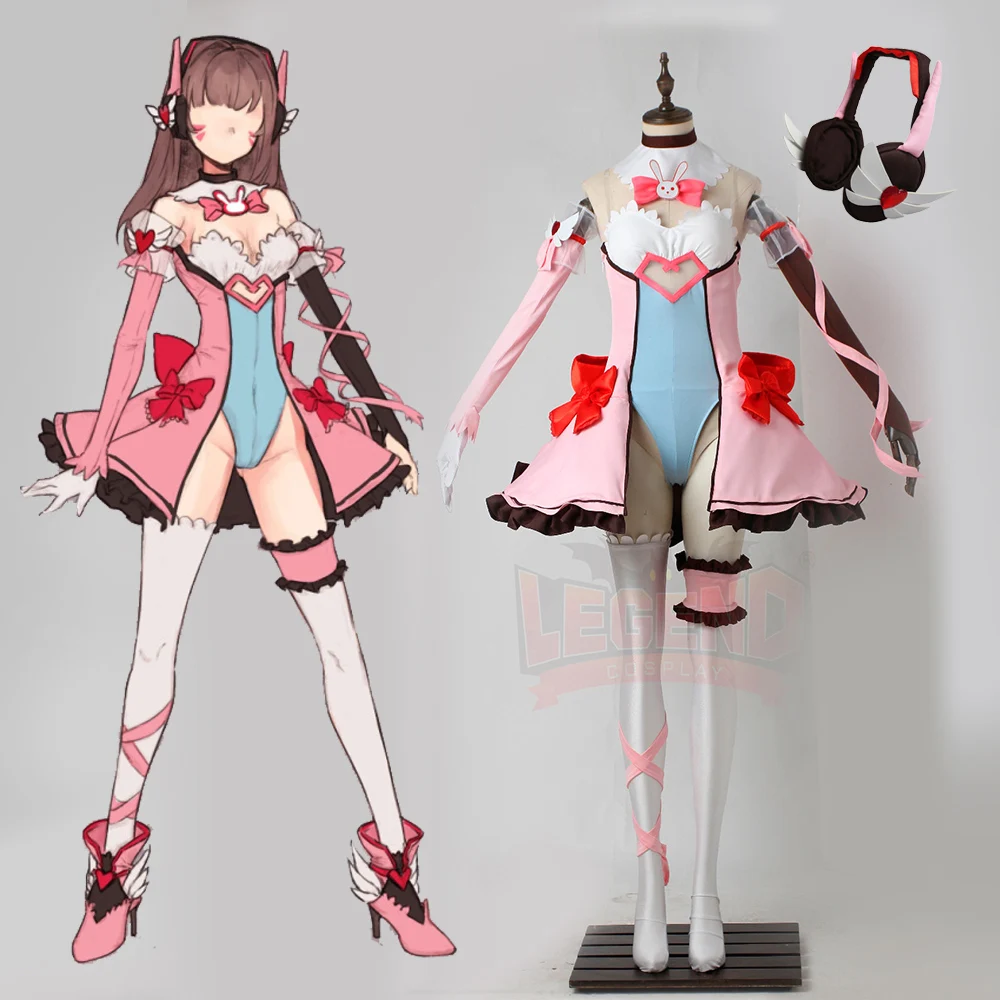 Женский костюм для косплея magic girl D.va розовый взрослых Хэллоуина с наушниками без