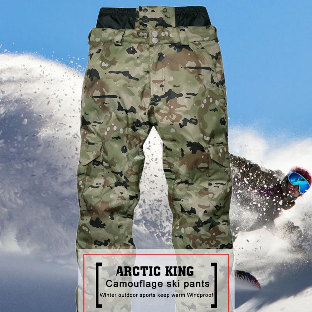 TENNEIGHT уличные лыжные штаны, зимние мужские штаны для сноубординга, утепленные Водонепроницаемые зимние брюки, камуфляжные лыжные штаны с высокой талией
