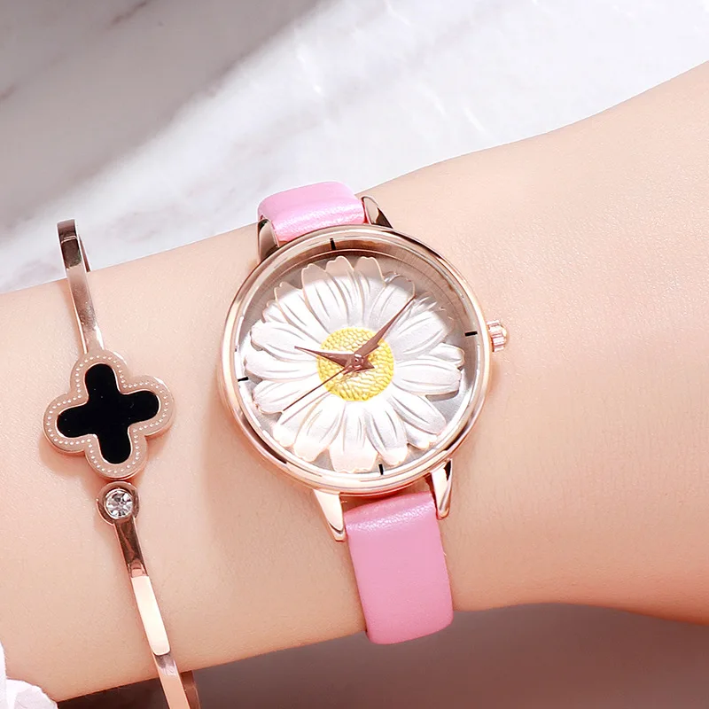 

Fashion Luxury Women Leather Watch Ladies Quartz Wrist Watch Girl Flower Watch Female Clock relogio feminino montre femme